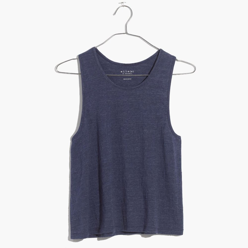 Madewell Mile(s) Racerback Tank Top in Moonless Night Dark Blue/Navy